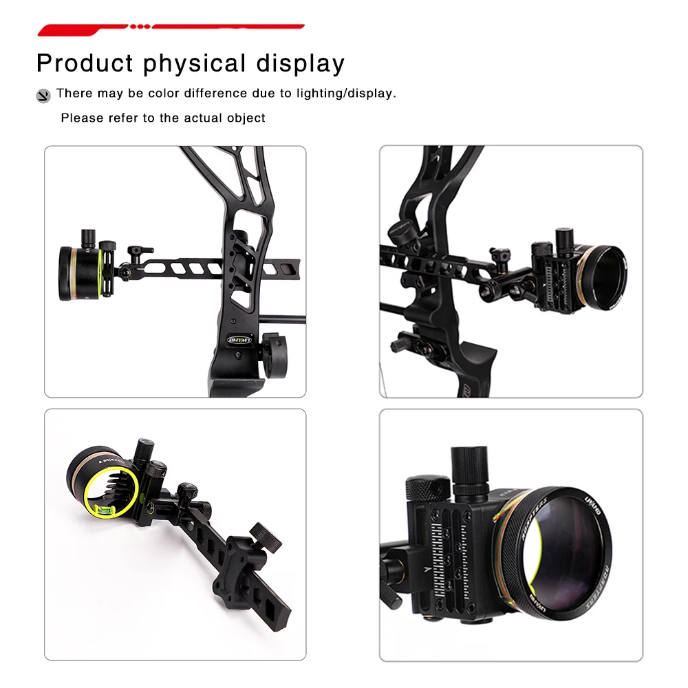 Compound Bow Sight 0.019" Fiber Optic Pin Micro Adjustable 5 Needle Aiming for Archery Hunting Shooting Accessories